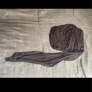 Olive Ruched gathered mini bodycon skirt with sash small/medium